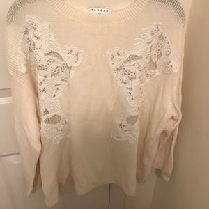 Sandro cream-colored lace sweater